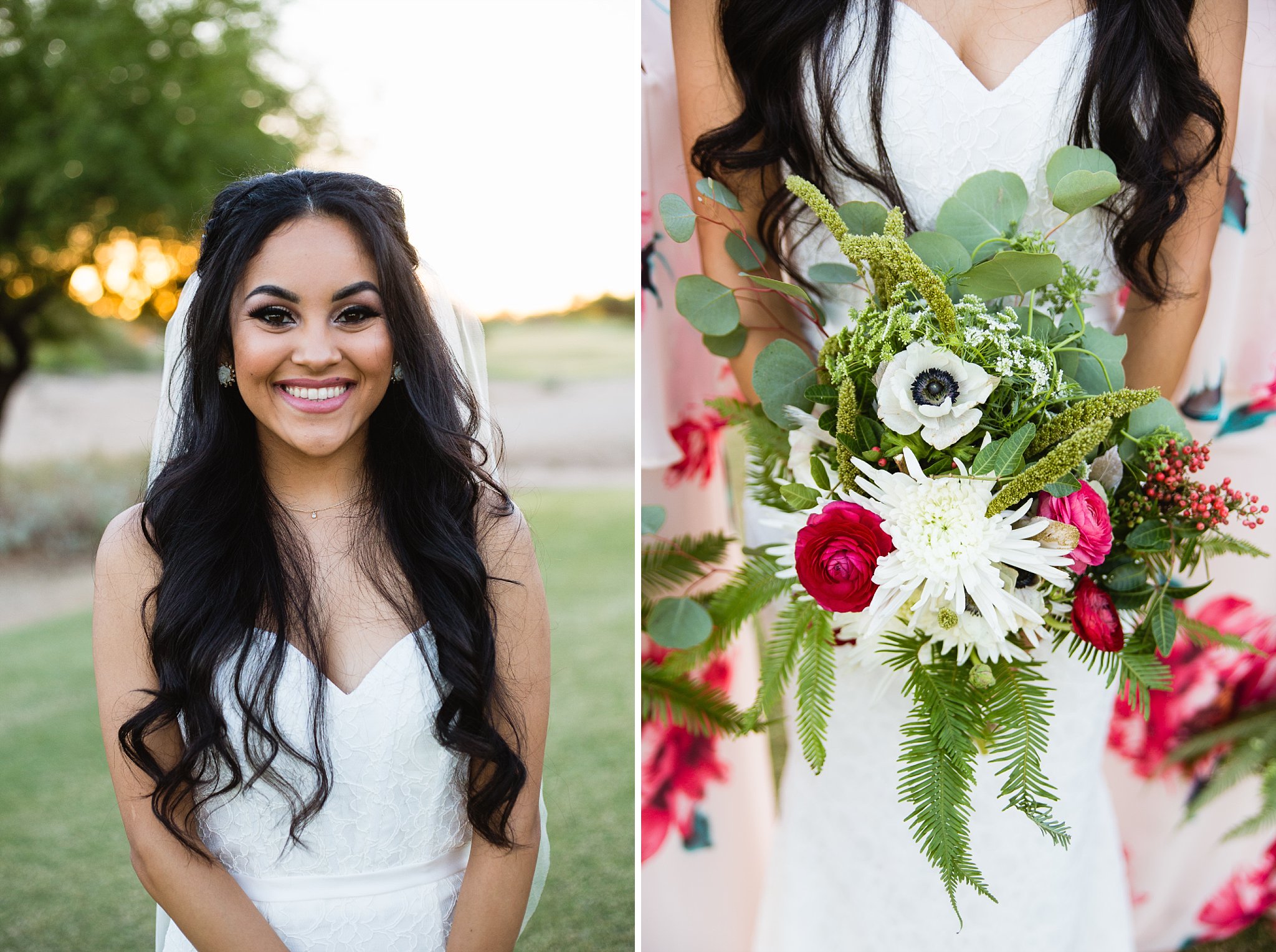 Boho bride and bridal boquet at Legacy Golf Resort in Phoenix, Arizona by PMA Photography