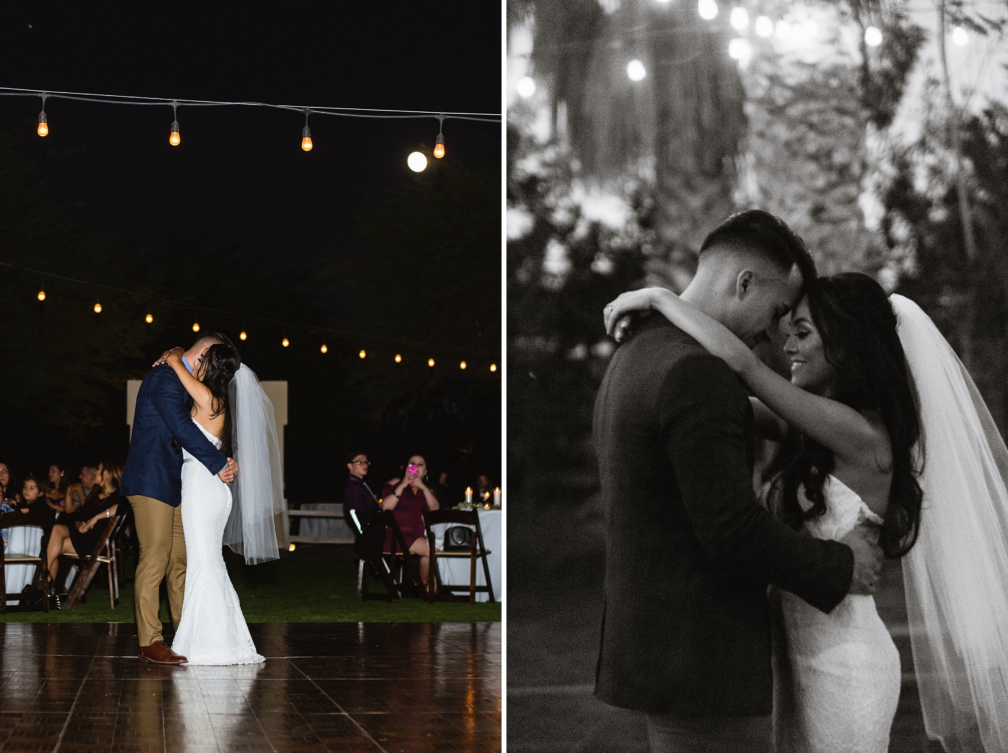 Bride and groom share first dance on dance floor at Legacy Golf Resort in Phoenix, Arizona by PMA Photography