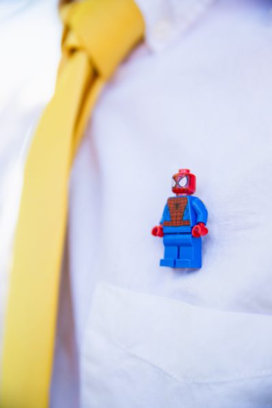Spiderman lego boutonniere by PMA Photography.