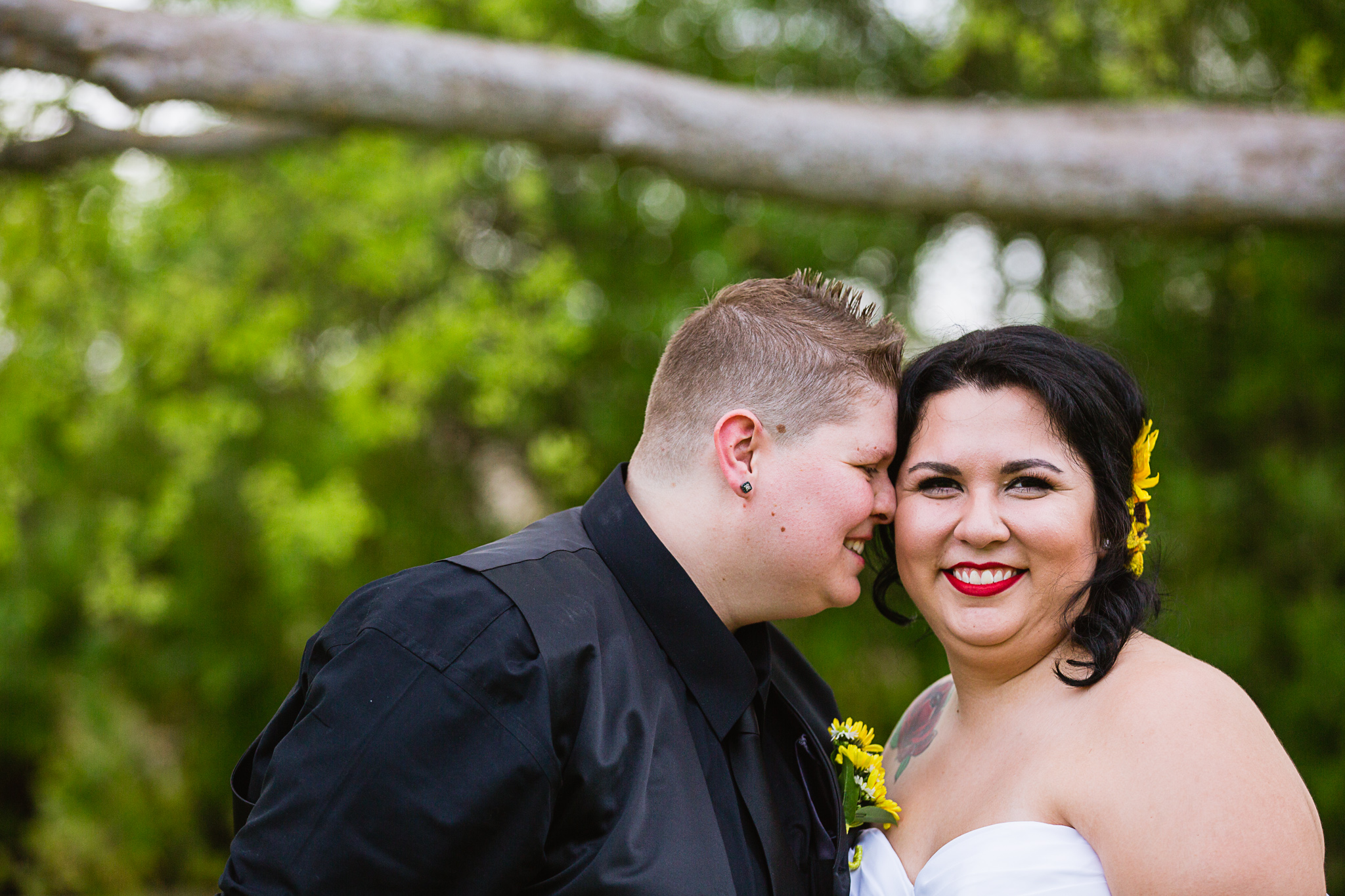 LGBT couple on their wedding day by Phoenix wedding photographers PMA Photography.