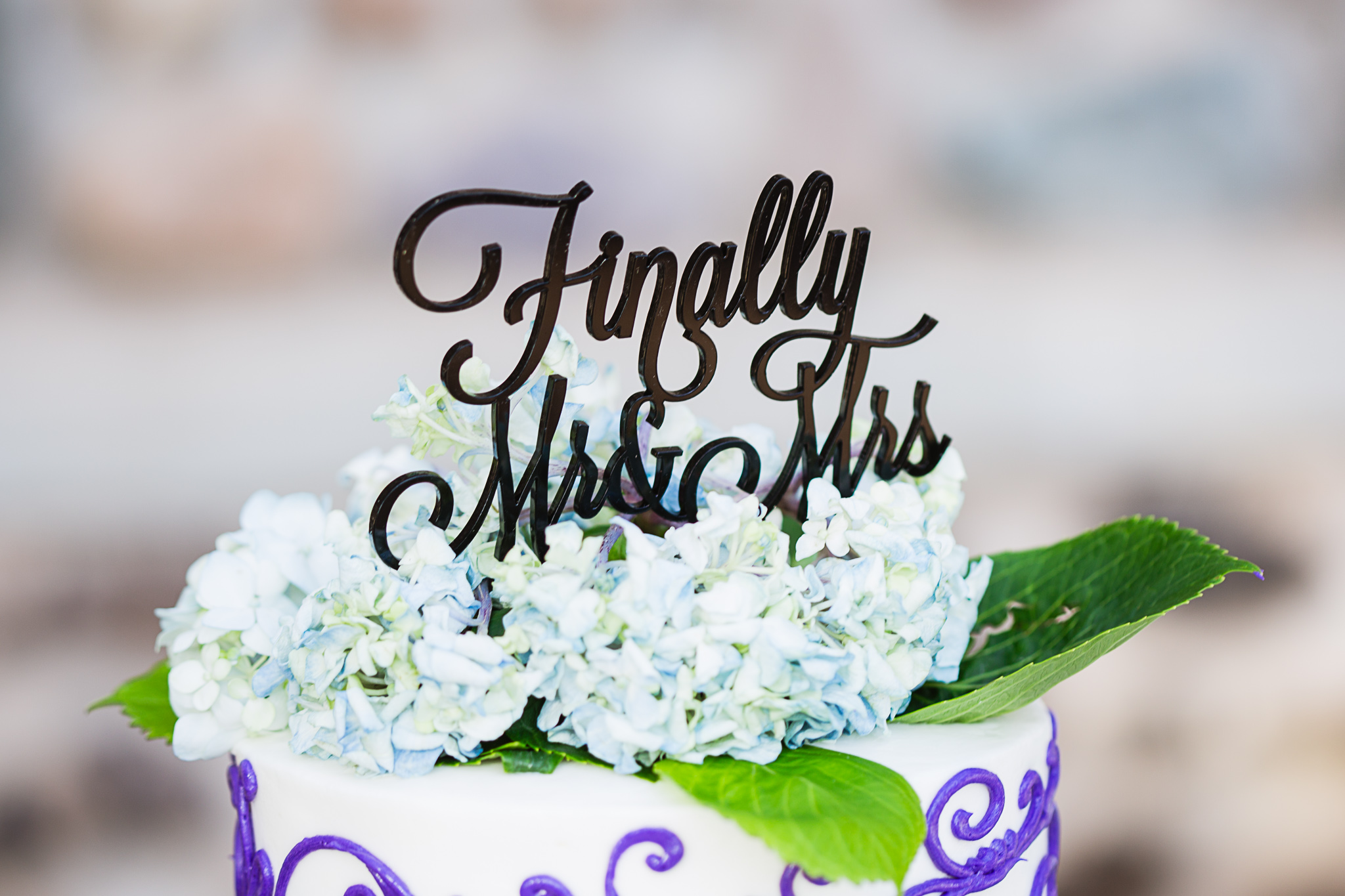 Finally Mr & Mrs wedding cake topper by PMA Photography.