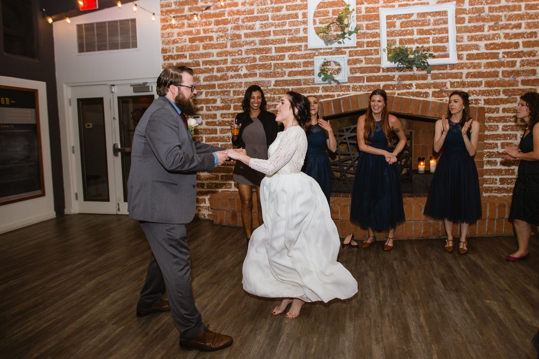 Bride and Groom dancing at their wedding reception at The Newton in Phoenix Arizona