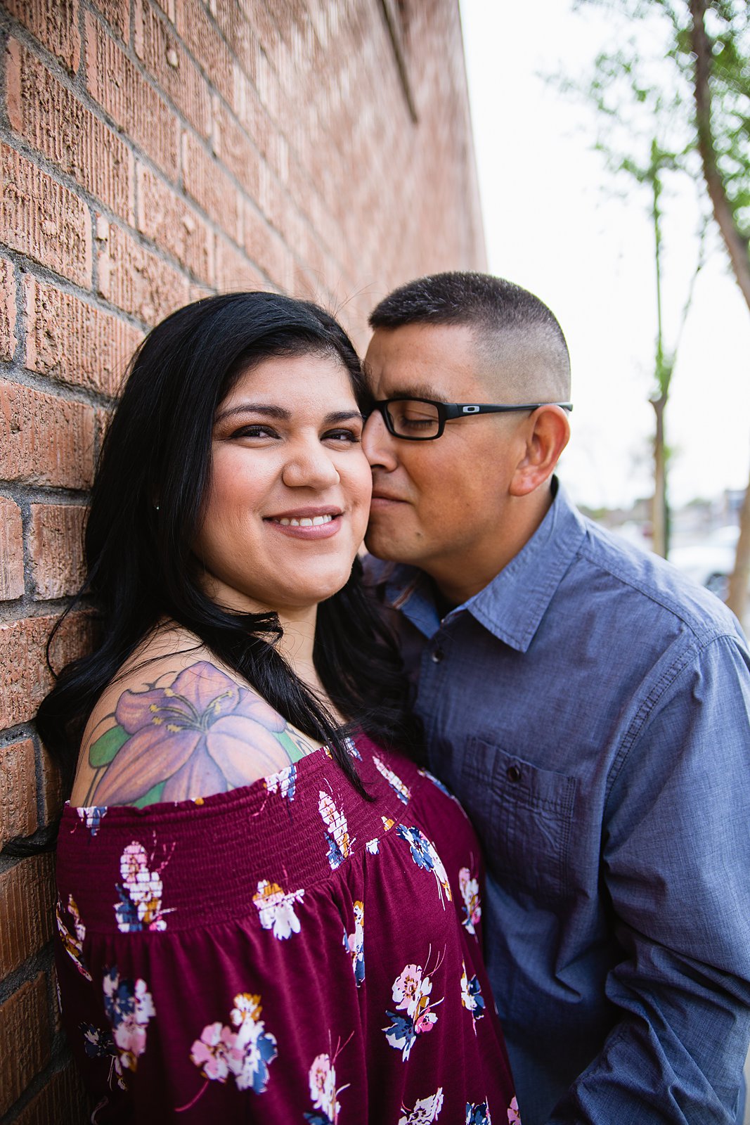 Couple posing during their engagement session.