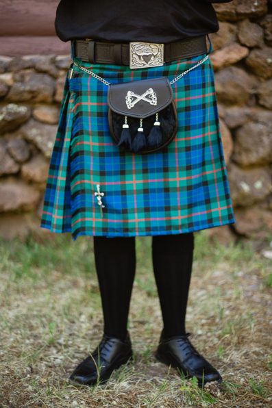 Detail image of the groom's Scottish kilt by wedding photographer PMA Photography.