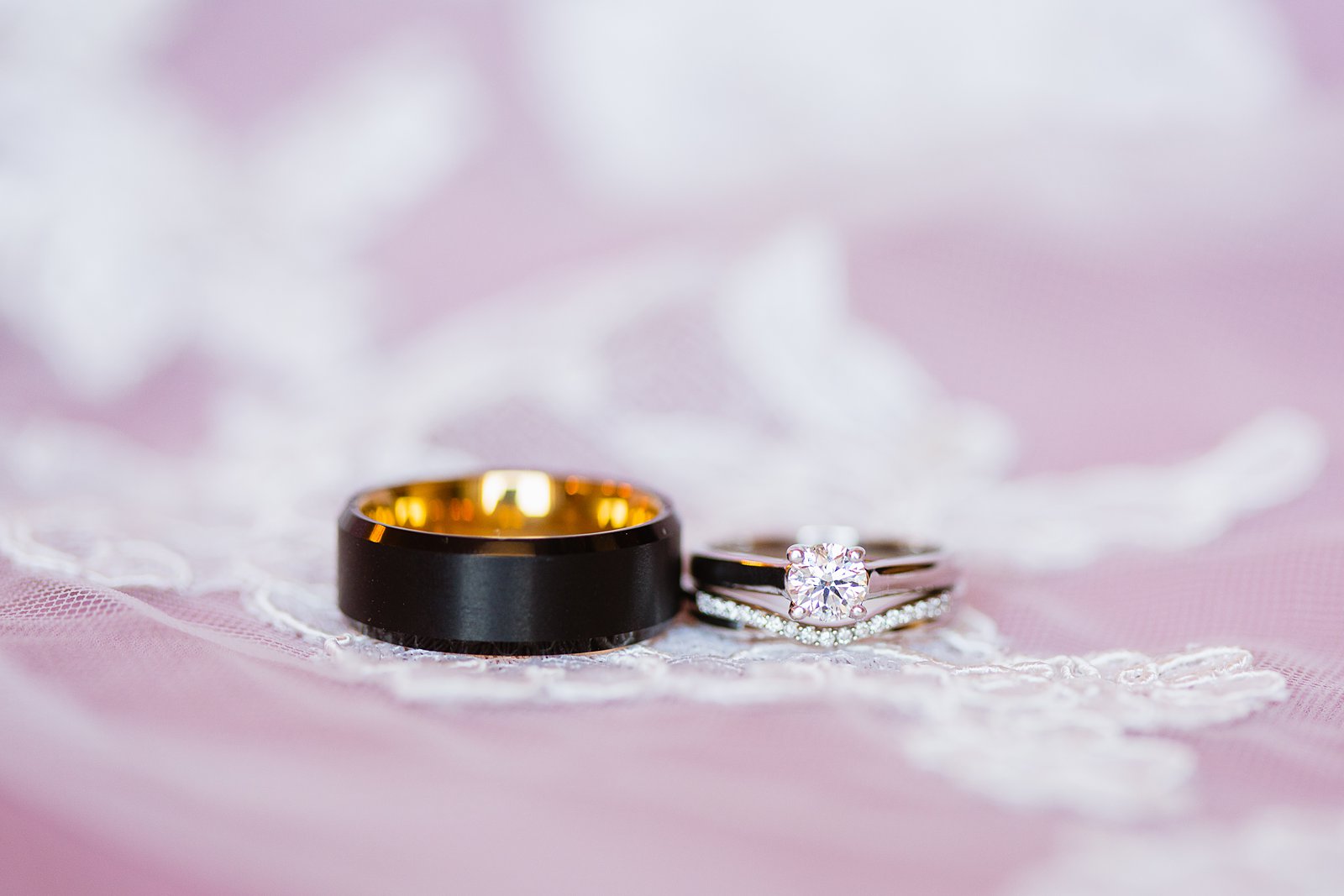 Bride and groom's wedding bands by PMA Photography.