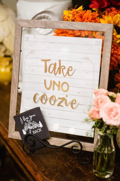 Coozie wedding favors by Arizona wedding photographer PMA Photography.