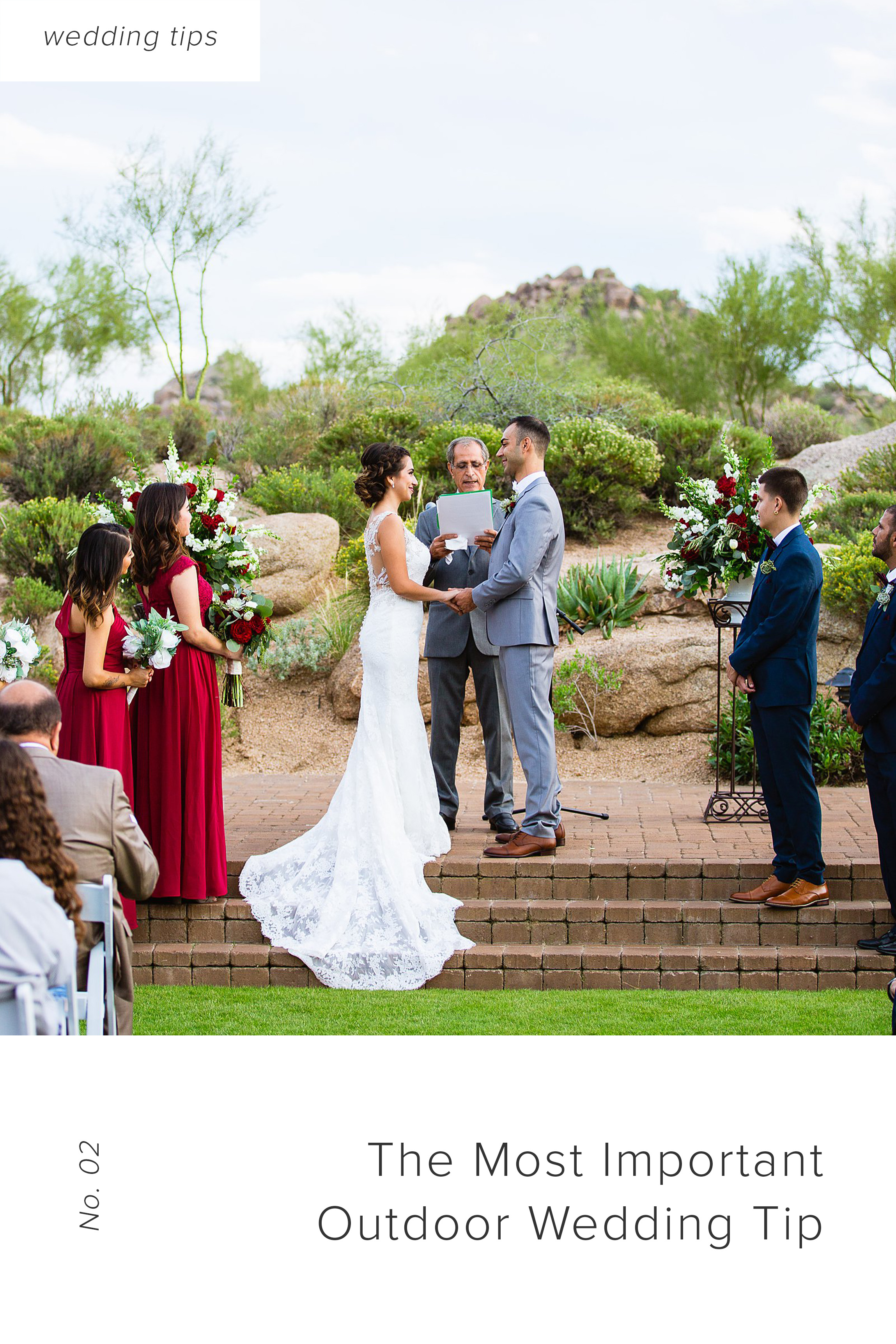 The most important outdoor wedding tip by professional Arizona wedding photographer PMA Photography.