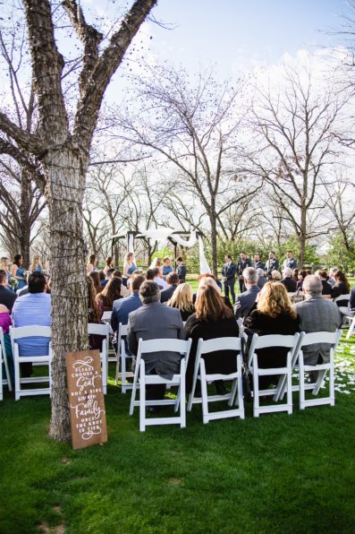 Wedding ceremony at Venue At The Grove by Arizona wedding photographer PMA Photography.