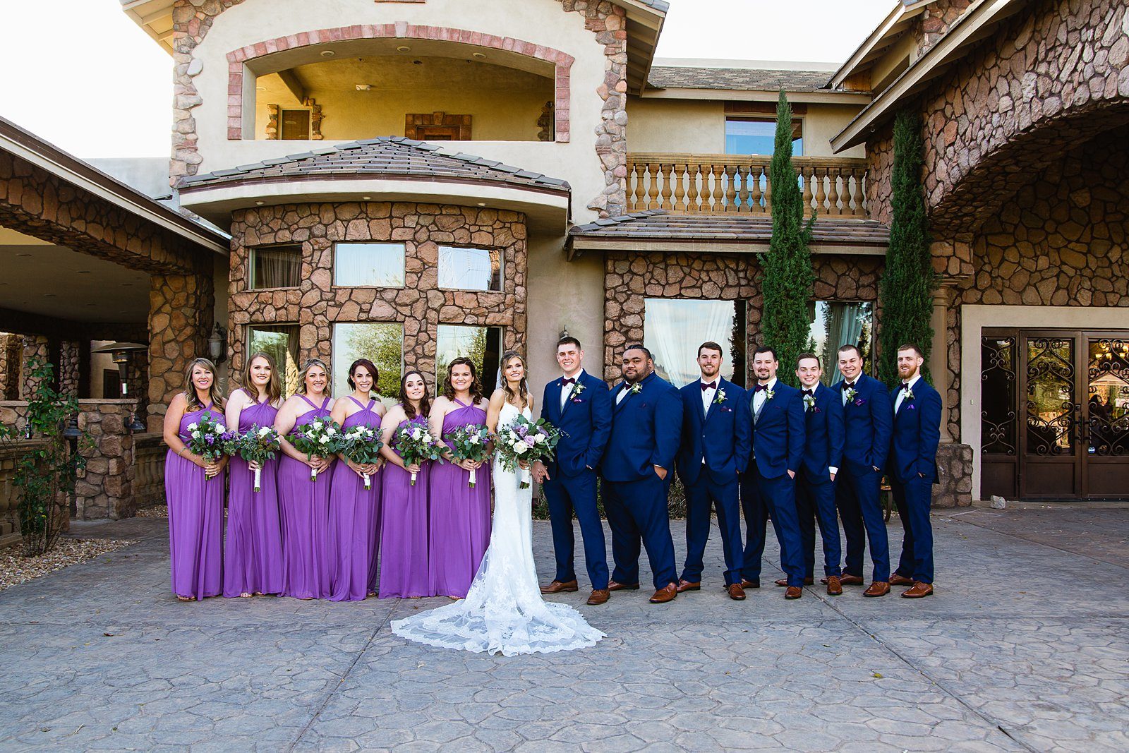 Bridal party together at a Superstition Manor wedding by Arizona wedding photographer PMA Photography.