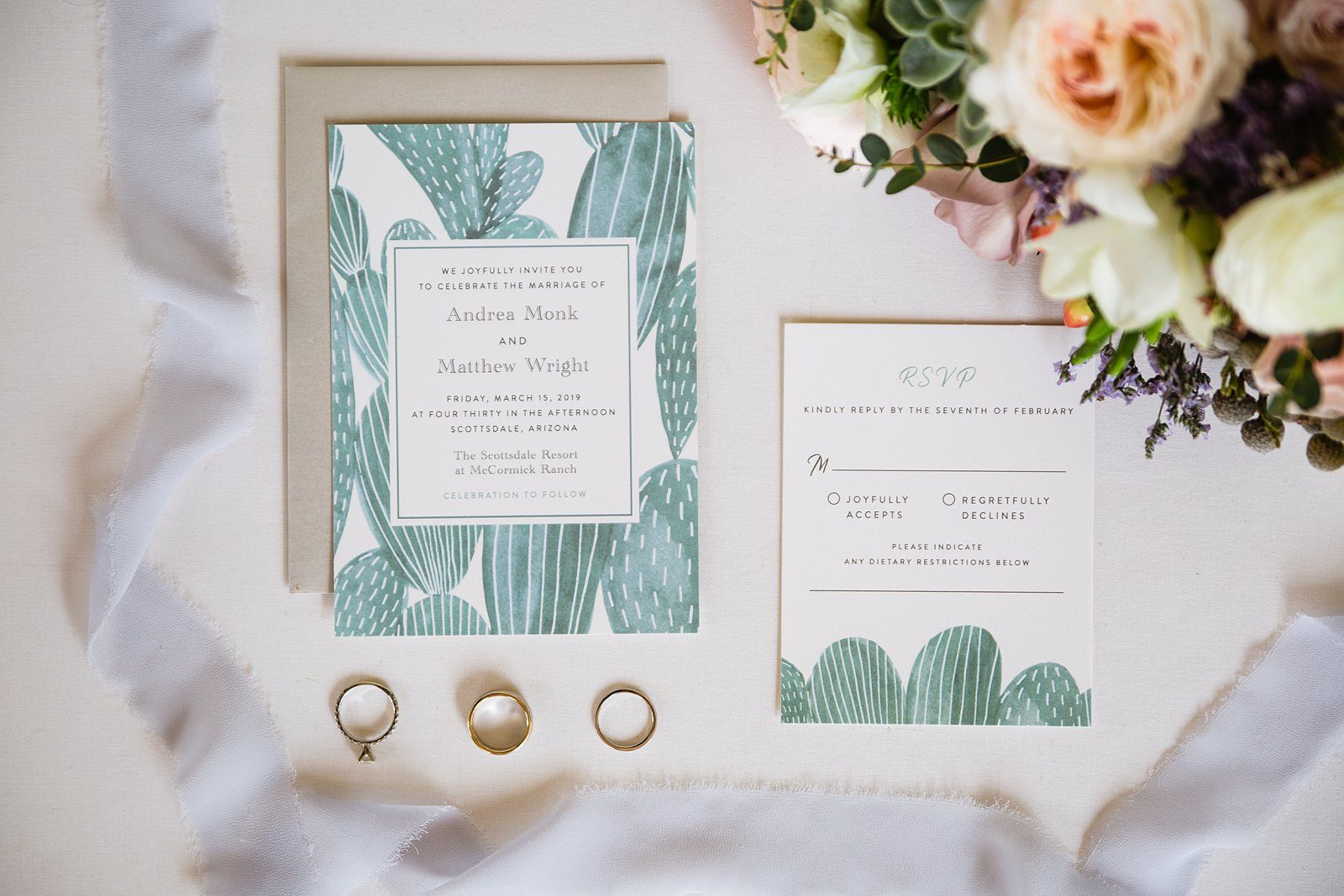 Cactus wedding invitation stationary from Minted by PMA Photography.