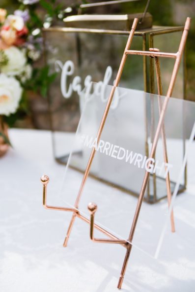 Modern wedding hashtag sign photographed by PMA Photography.