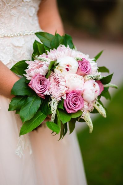 Pink and blush garden inspired wedding bouquet by PMA Photography.