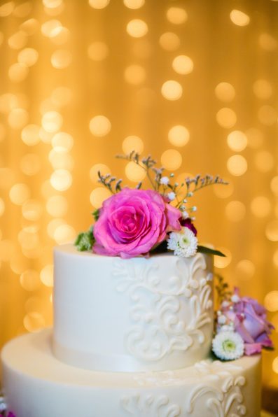 Simple garden inspired wedding cake by PMA Photography.