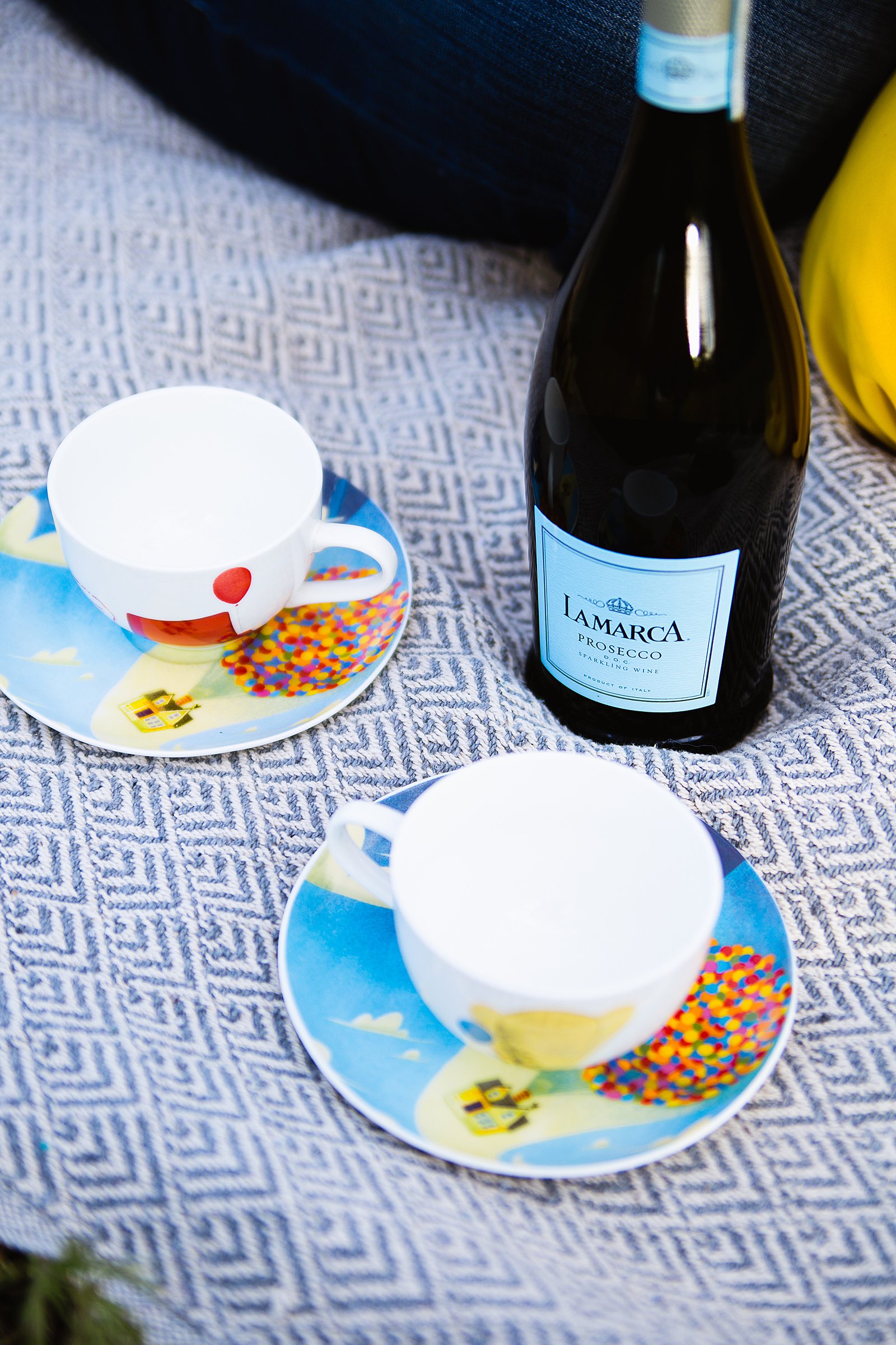 Up tea cups and champagne for a Sedona picnic engagement session by PMA Photography.