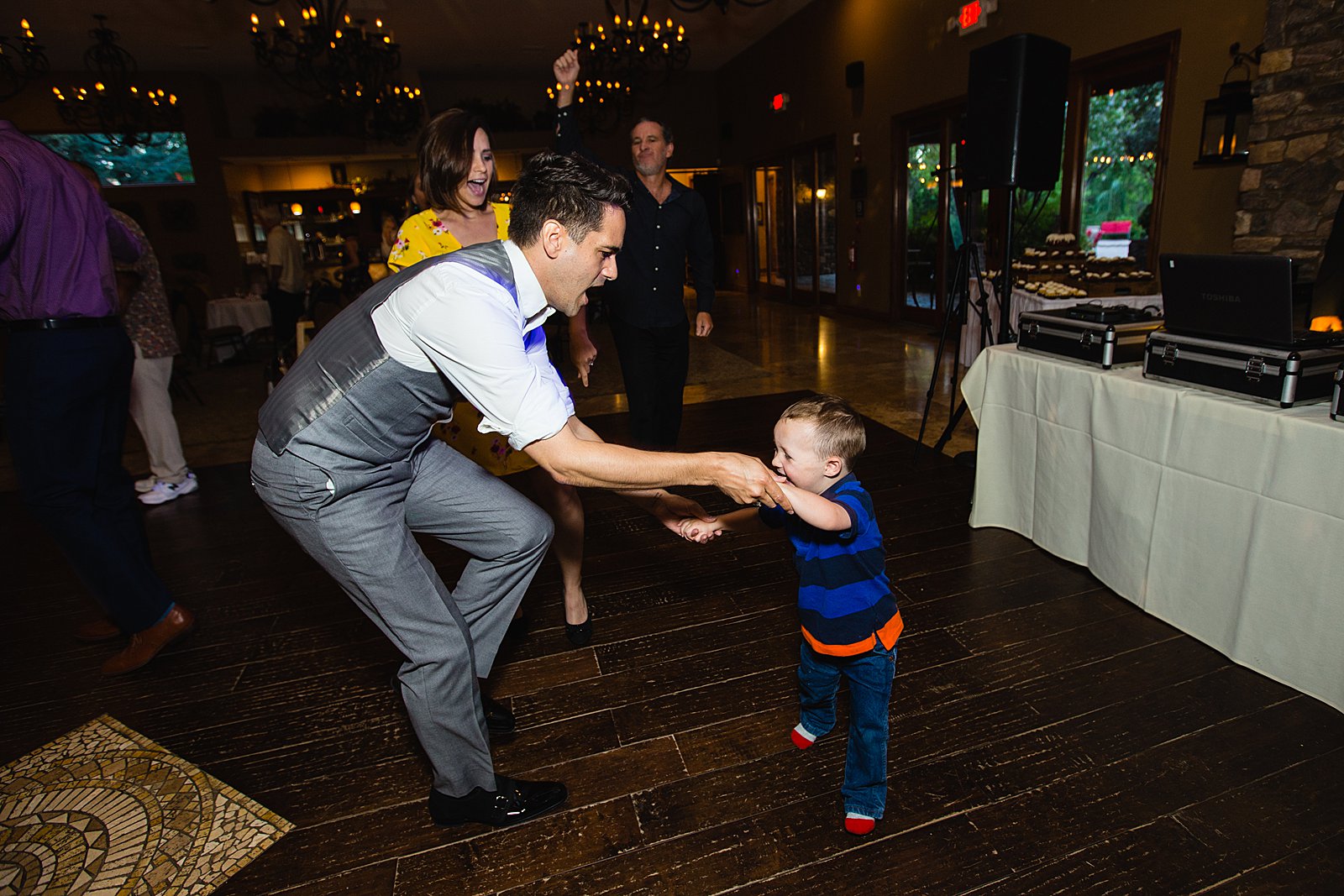 Guests dancing at The Windmill House wedding reception by Chino Valley wedding photographer PMA Photography