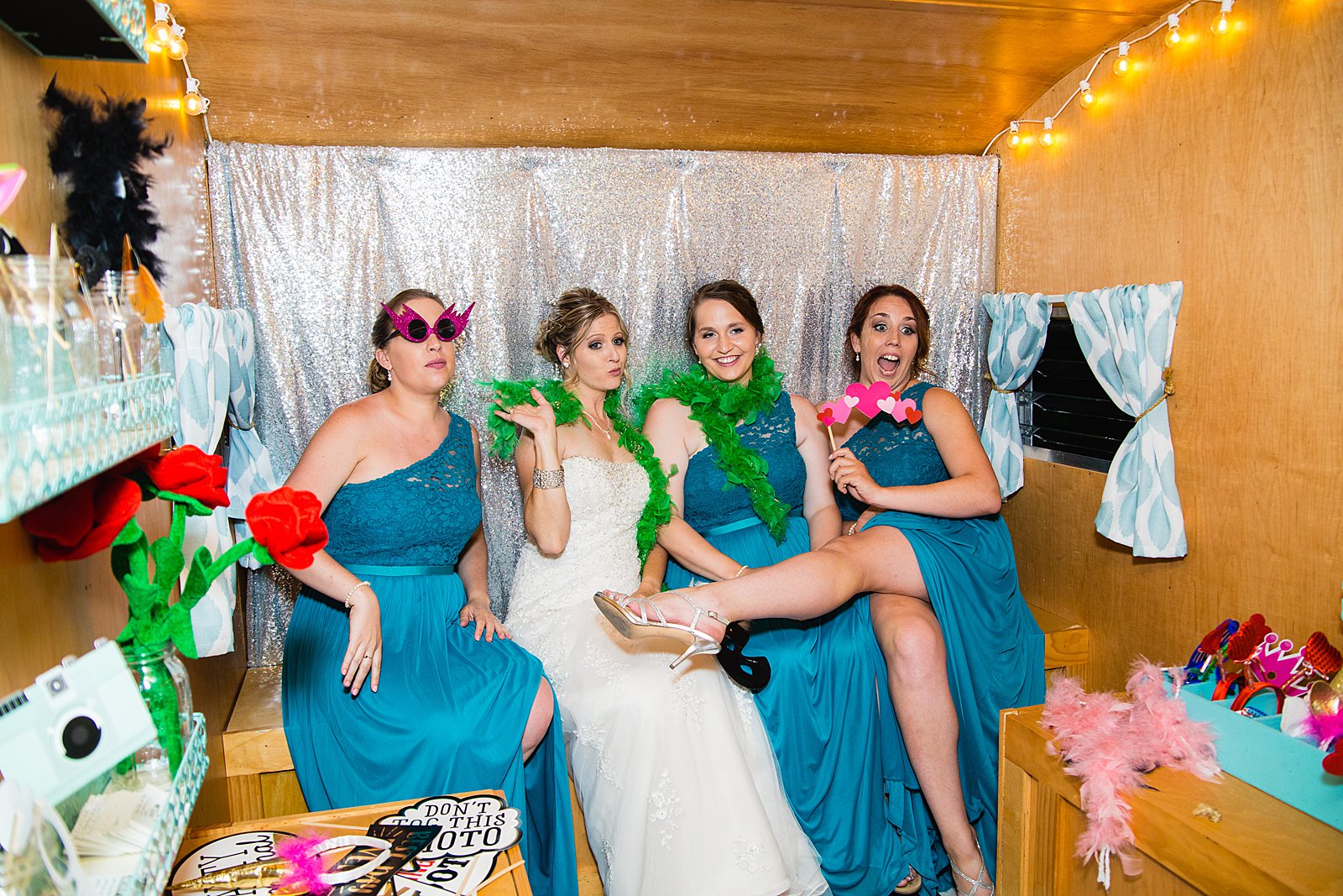 Trailer Trash wedding reception photo booth by PMA Photography.