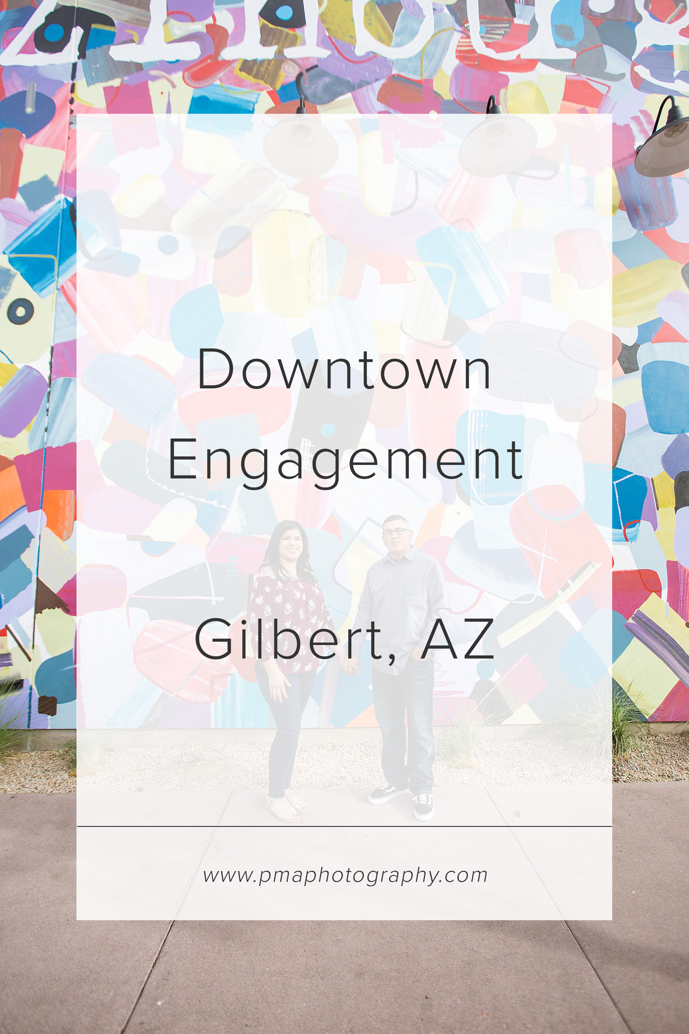 Downtown Gilbert engagement session by Phoenix engagement photographer PMA Photography.