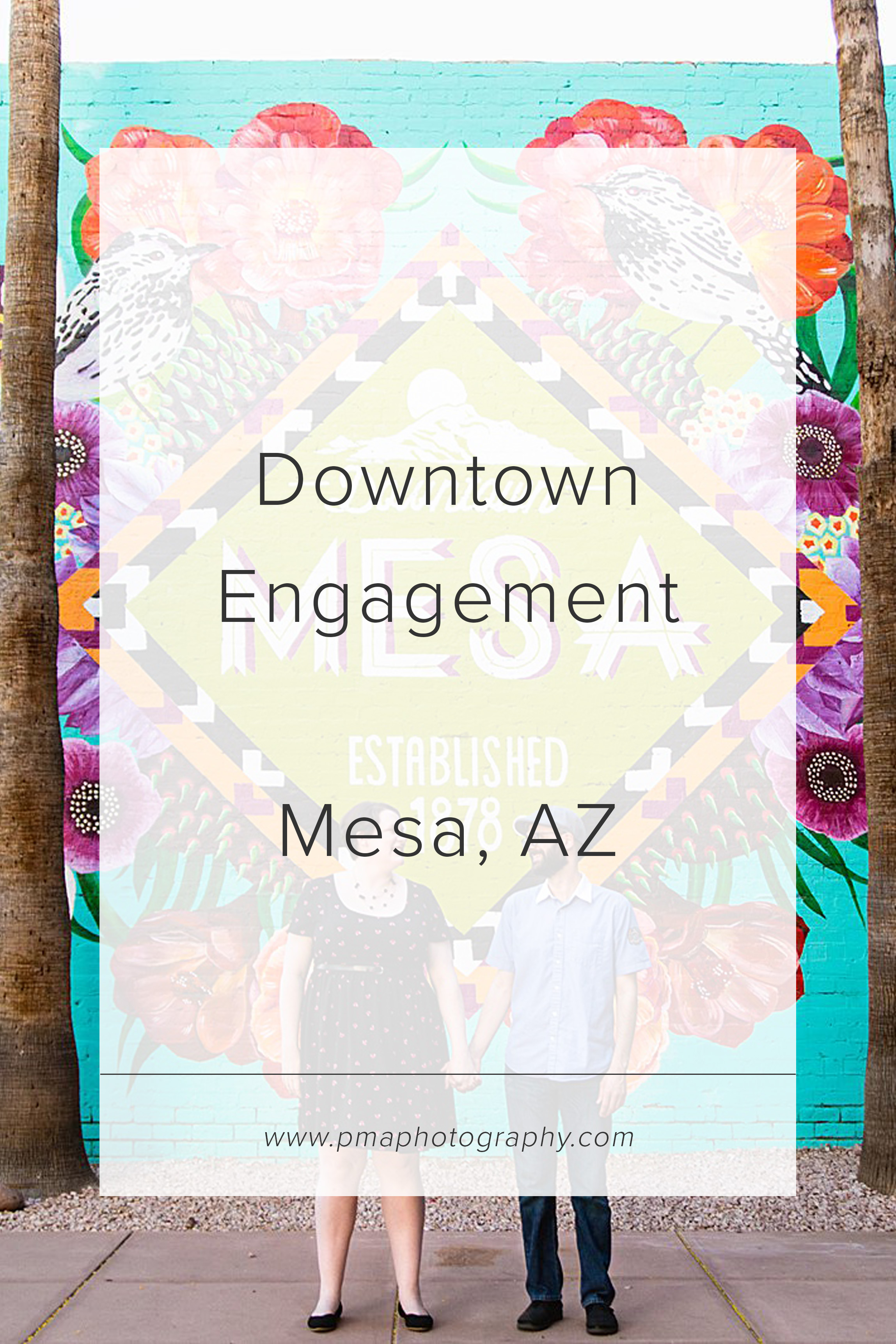 Downtown Mesa engagement session by Phoenix engagement photographer PMA Photography.