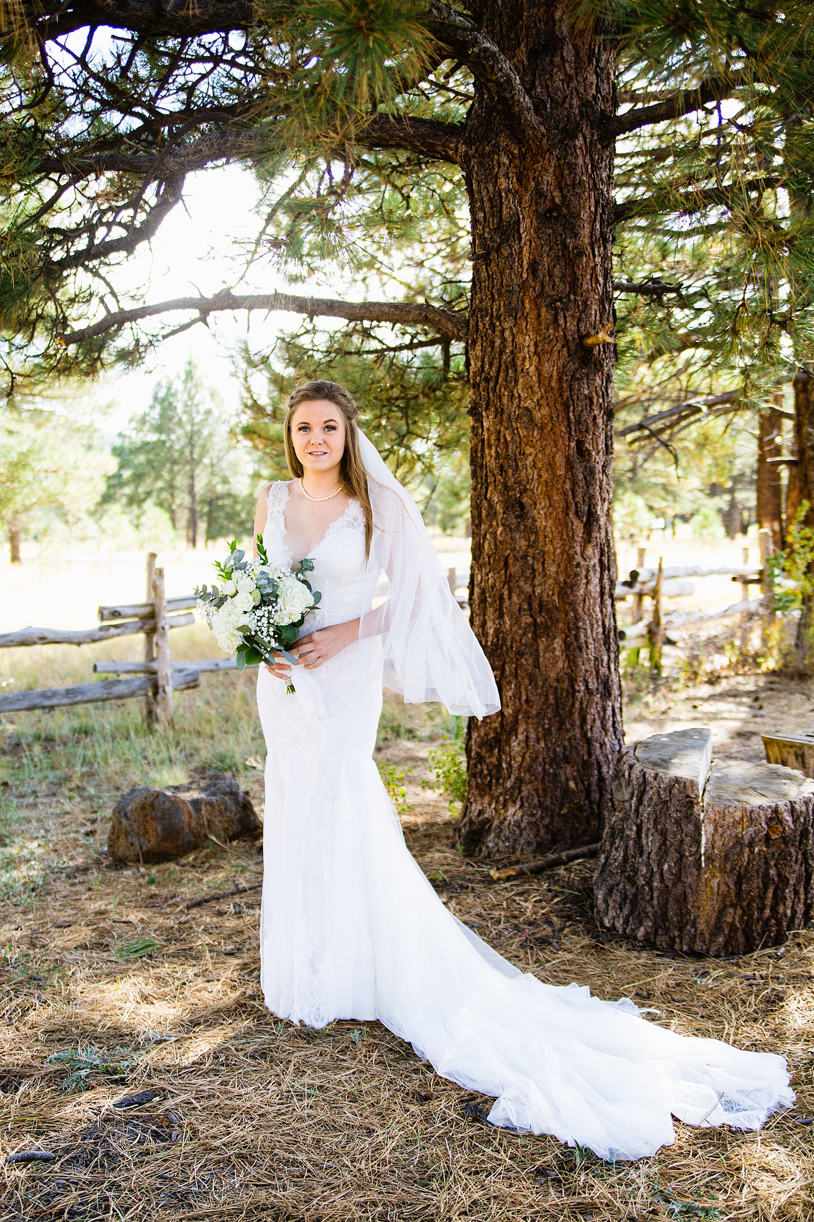 Bride's simple, romantic wedding dress for her Chapel of the Holy Dove wedding by PMA Photography.