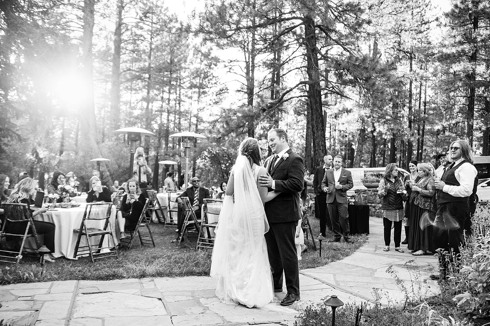 Bride and Groom sharing first dance at their The Colton House wedding reception by Arizona wedding photographer PMA Photography.