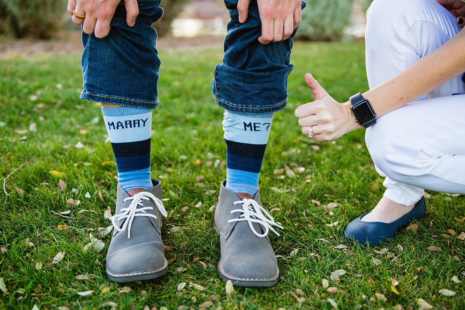 Marry Me socks for a surprise engagement session by PMA Photography.