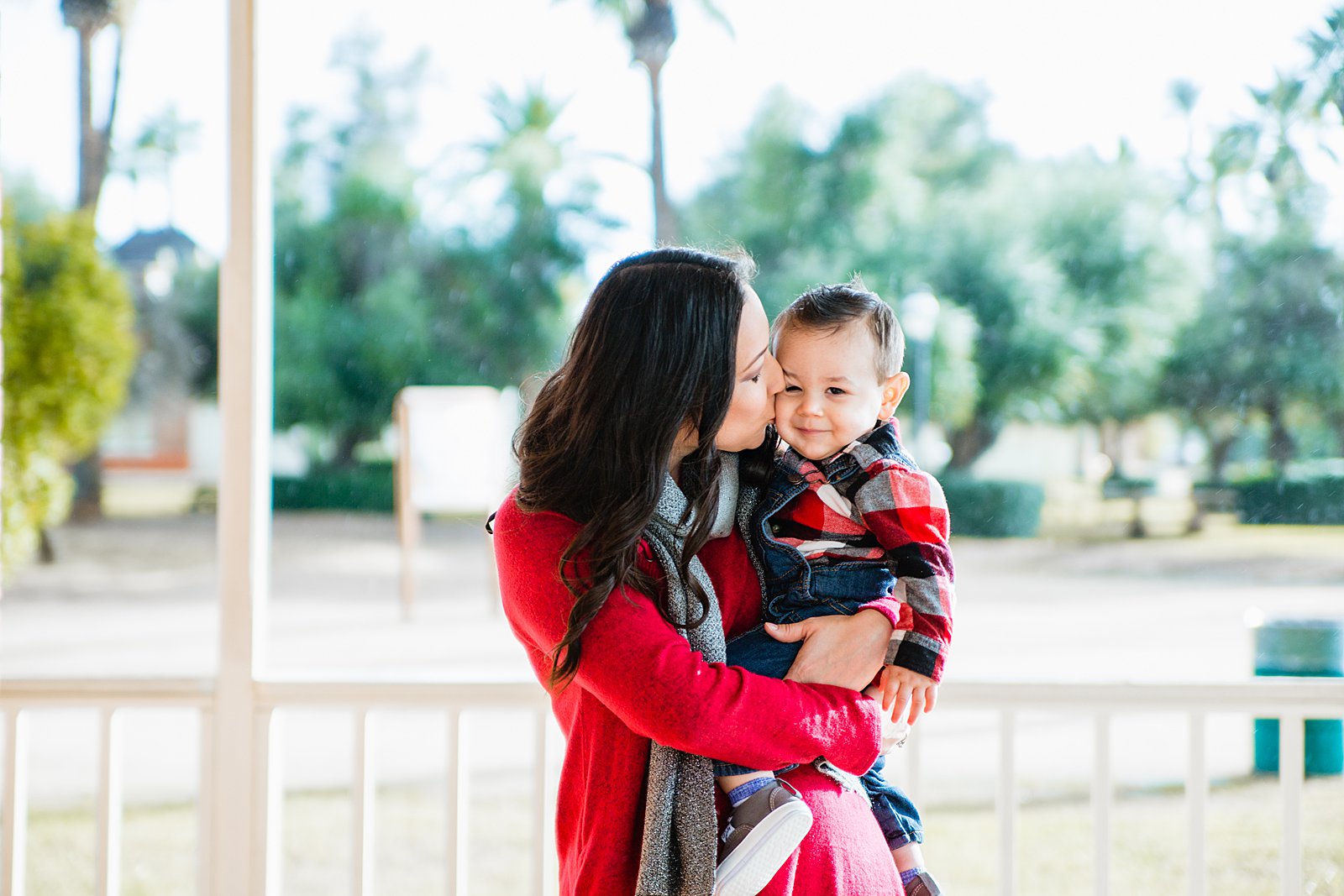Mom and baby boy during their fall family session at Sahuaro Ranch by phoenix family photographer PMA Photography.
