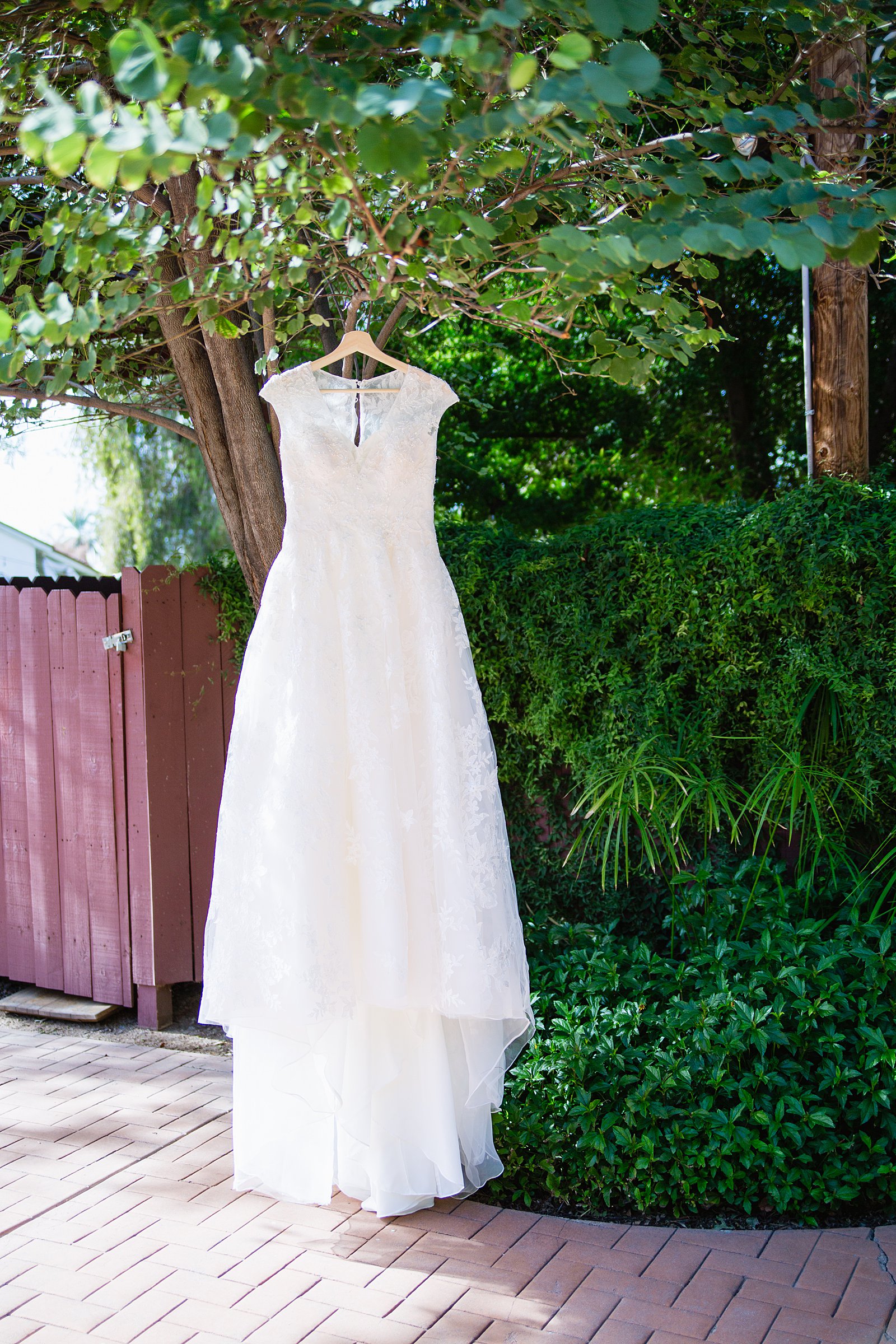 Bride's simple garden wedding dress for her Valley Garden Center wedding by PMA Photography.