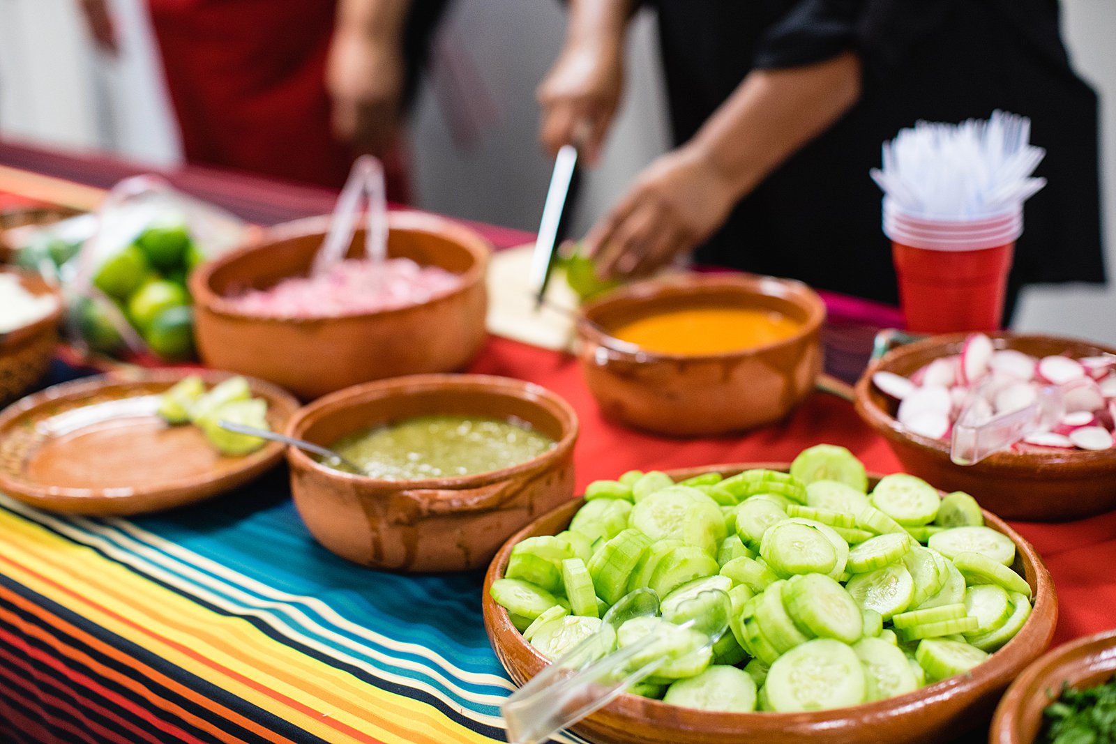 Fresh Mexican dinner being prepared at a Valley Garden Center wedding by PMA Photography.