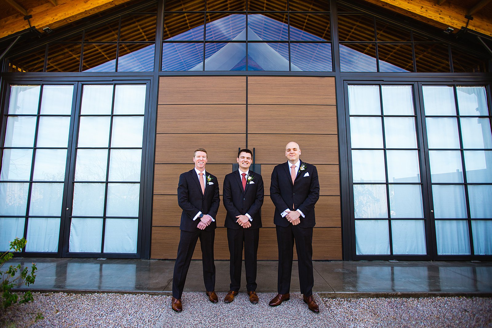 Groom and groomsmen together at a The Paseo wedding by Arizona wedding photographer PMA Photography.