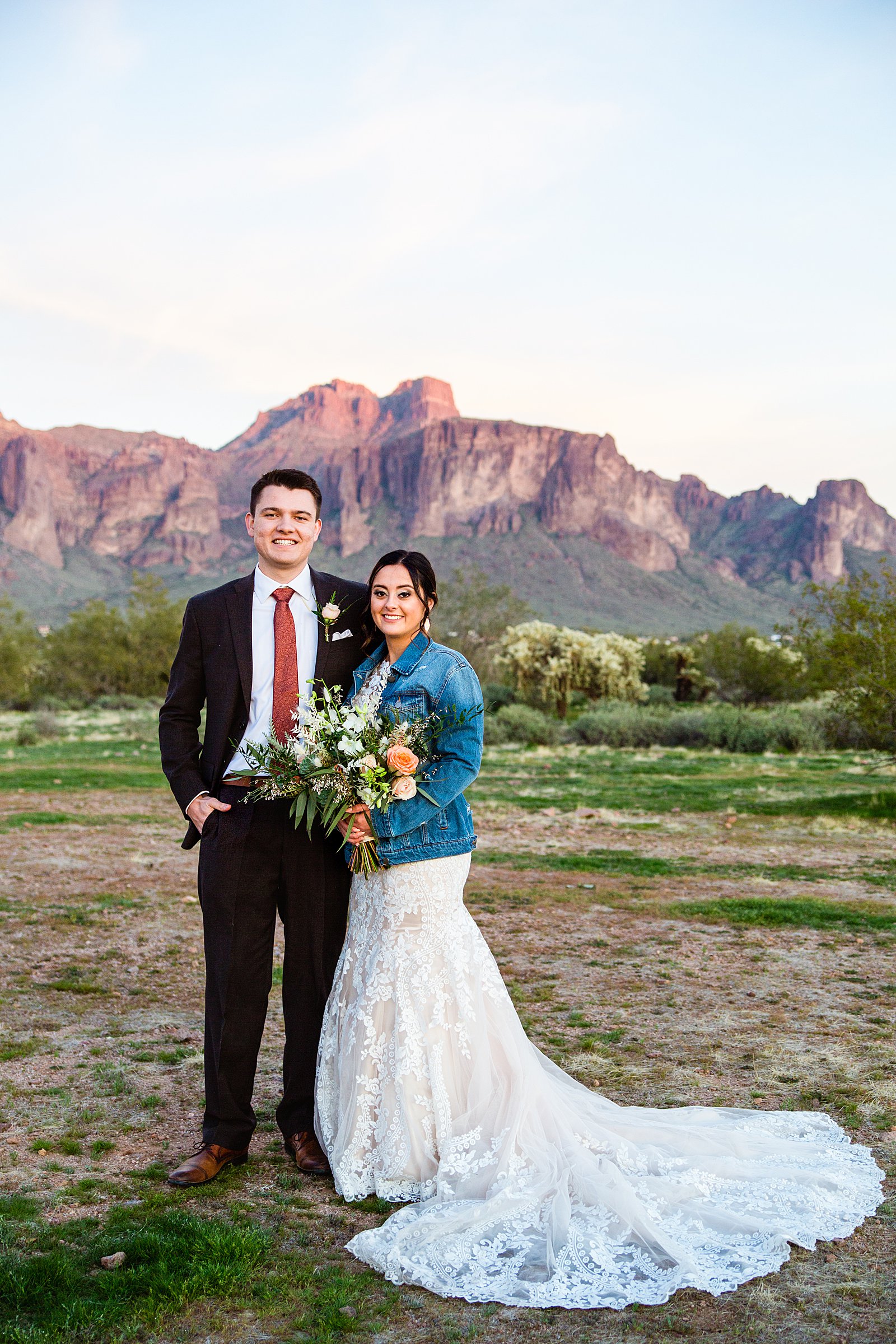 Bride and Groom pose for their The Paseo wedding by Apache Junction wedding photographer PMA Photography.