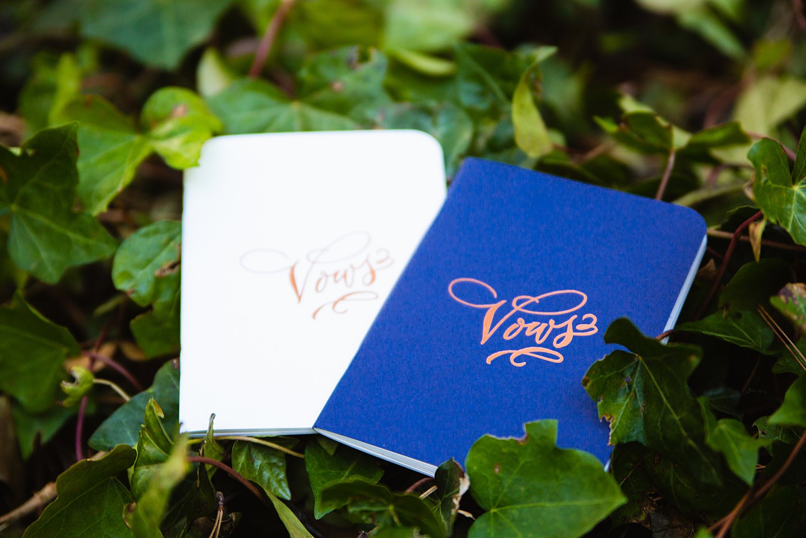 Bride and grooms personal wedding vow notebooks by PMA Photography.