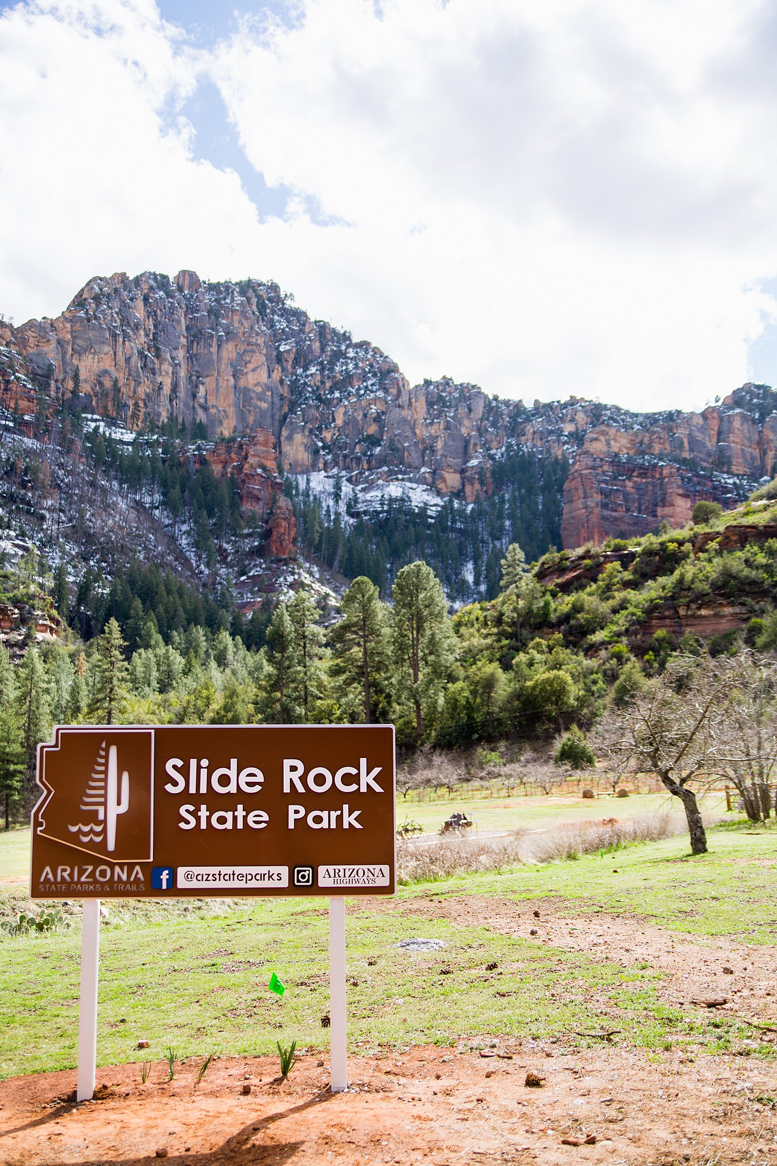 Snow on the mountains of Slide Rock State Park for an elopement by PMA Photography.