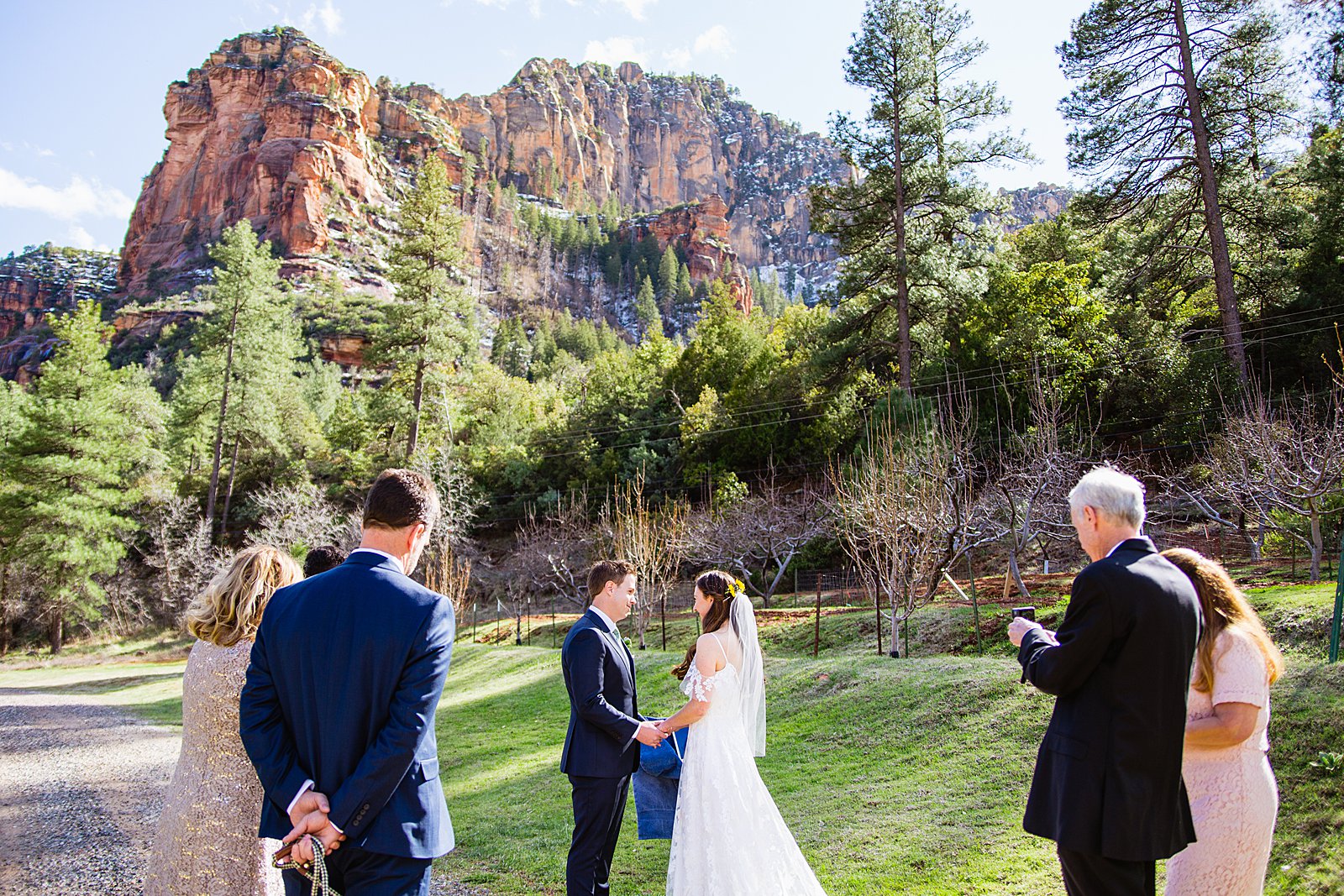 Wedding ceremony at Slide Rock by Arizona elopement photographer PMA Photography.