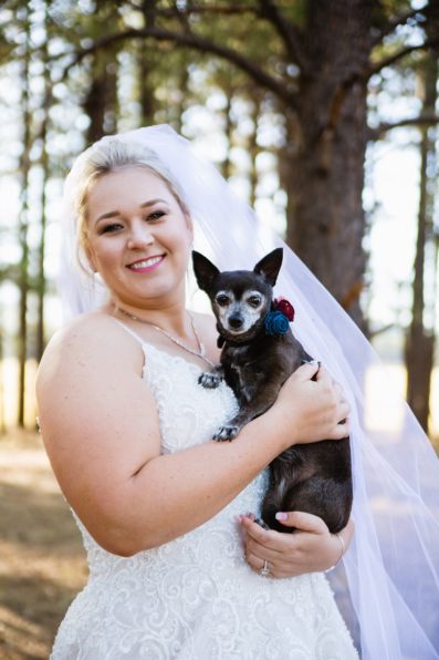 Bride and her dog for her Flagstaff wedding by PMA Photography.