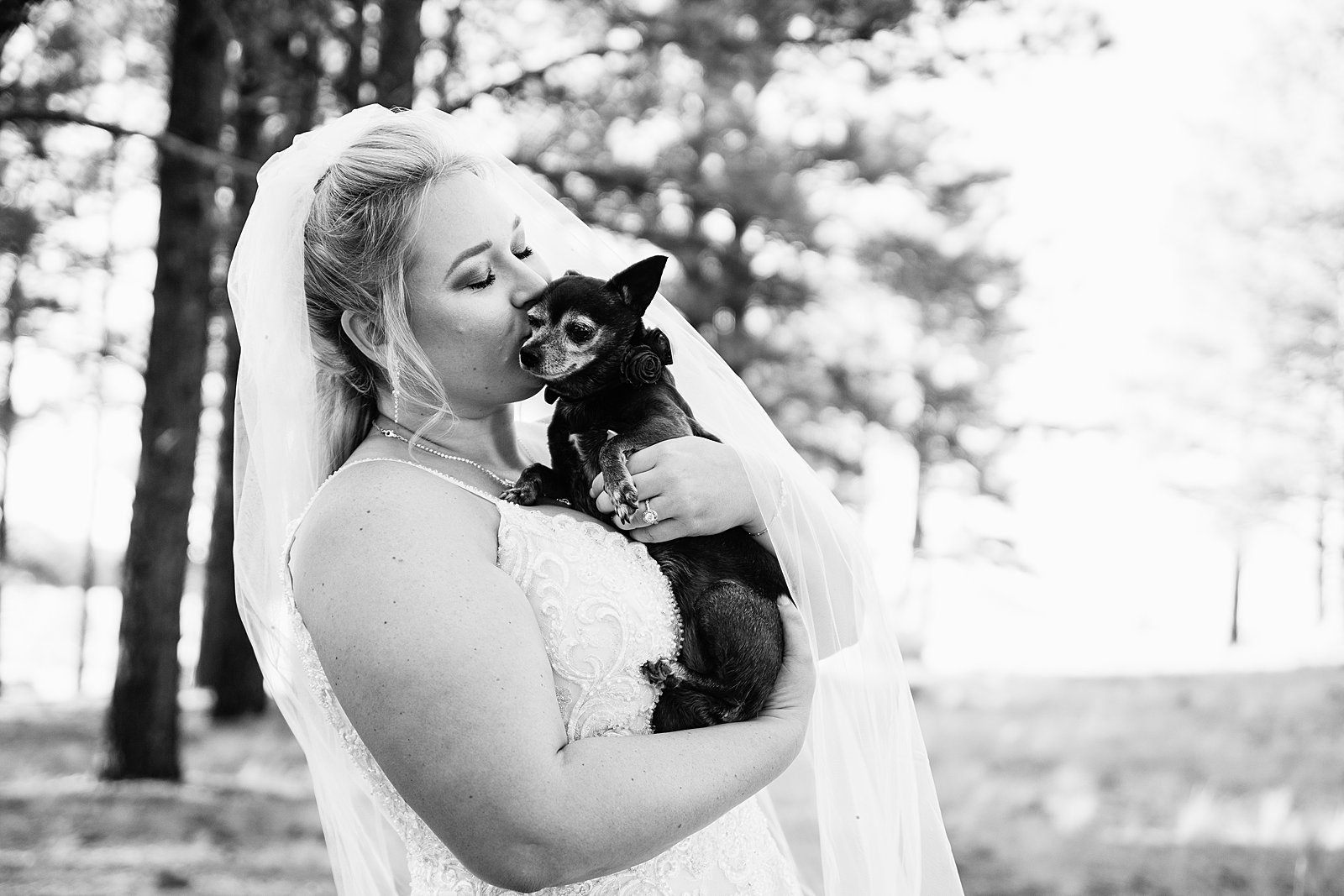 Bride and her dog for her Flagstaff wedding by PMA Photography.