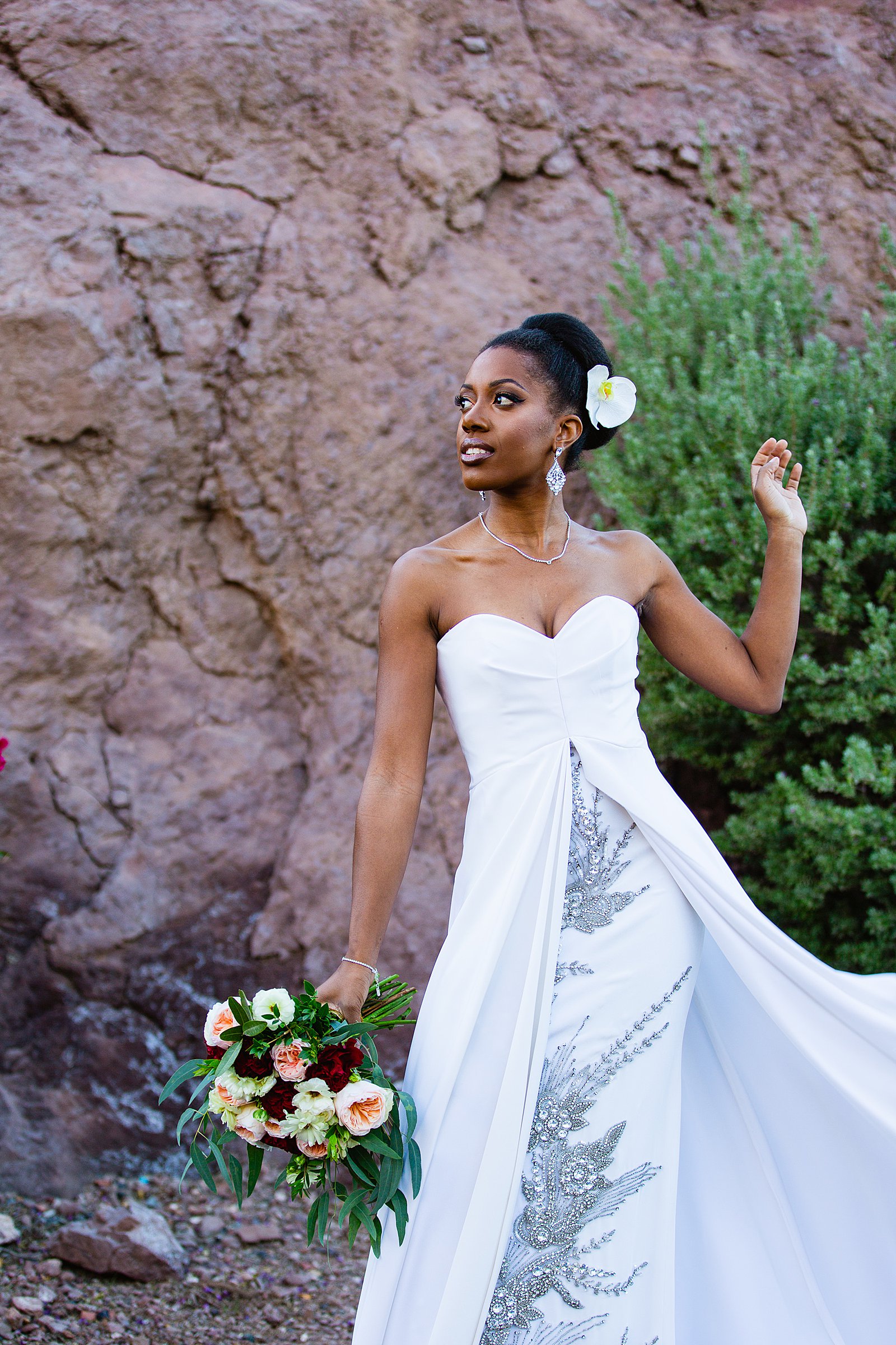 Bride's beaded wedding dress for her multicultural wedding by PMA Photography.
