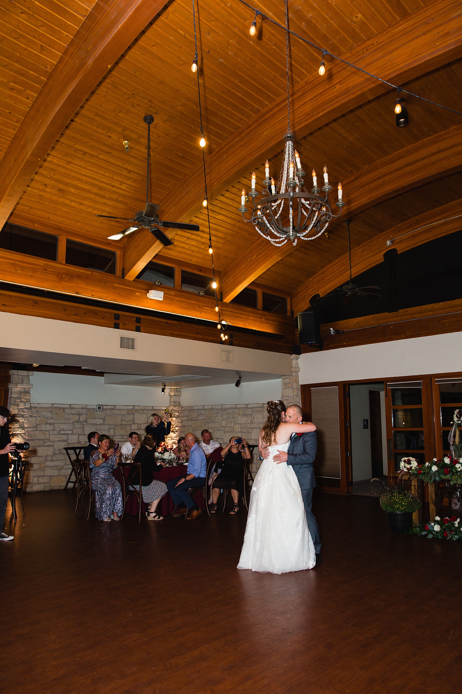 Parent dance at their Ocotillo Oasis wedding reception by Arizona wedding photographer PMA Photography.
