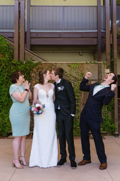 Bridal party together at a Chandler Community Center wedding by Arizona wedding photographer PMA Photography.