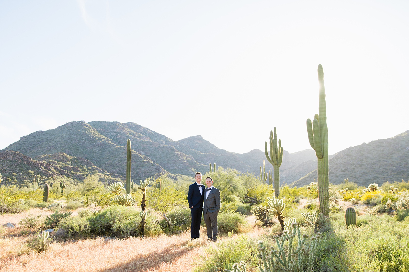 LGBTQ couple's first look at White Tanks by Arizona elopement photographer PMA Photography.