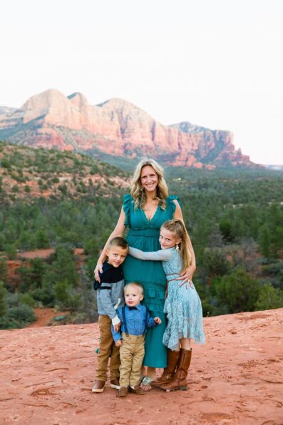 Mother and children together during their Cathedral Rock family session by Sedona family photographer PMA Photography.