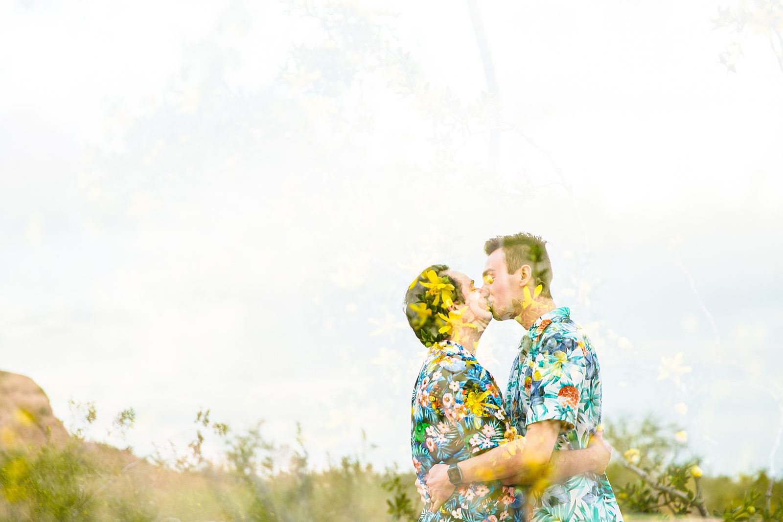 LGBTQ couple share an intimate moment at their Tempe engagement session by Arizona engagement photographer Juniper and Co Photography.