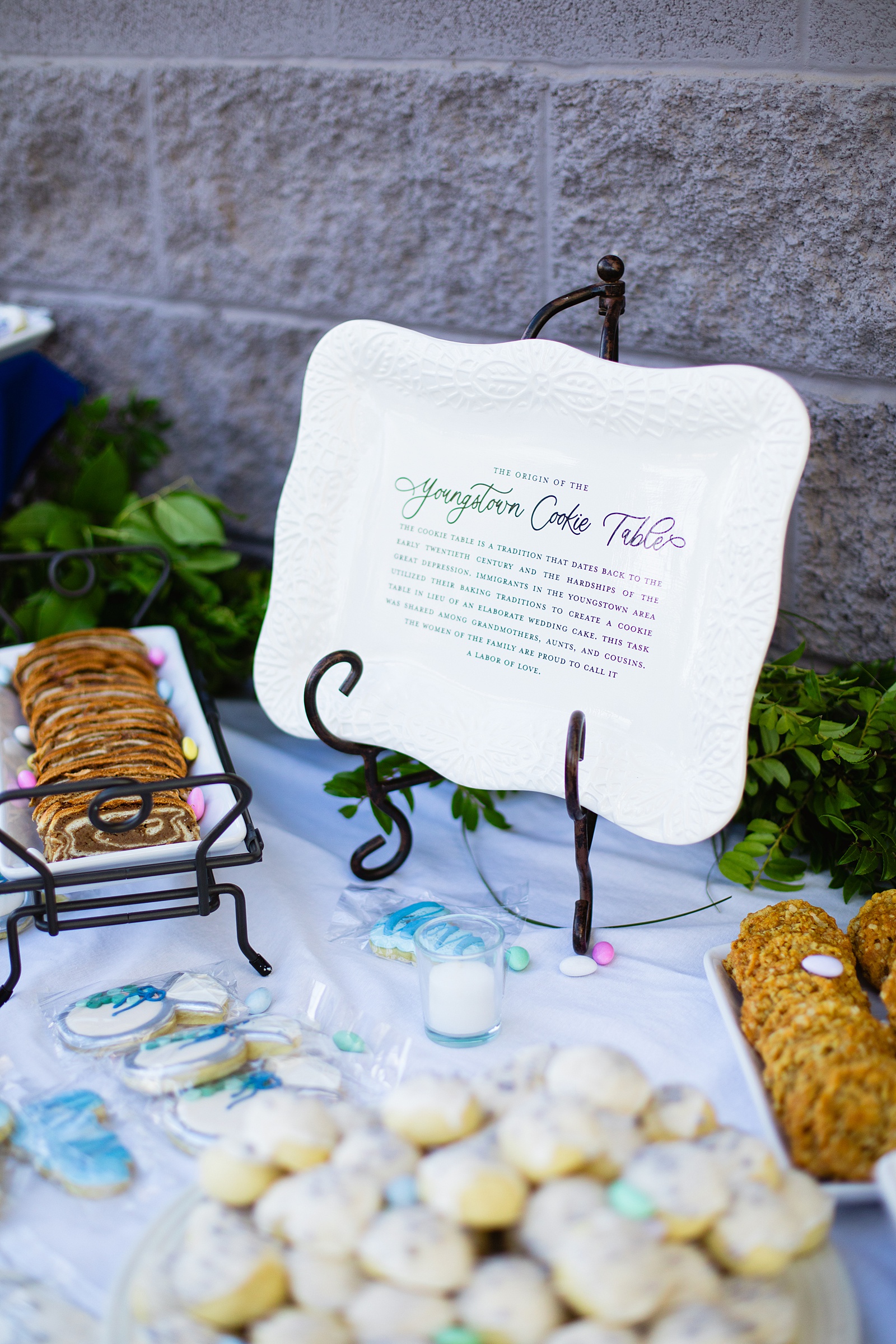 Cookie table at San Tan Gardens wedding reception by Arizona wedding photographer Juniper and Co Photography.