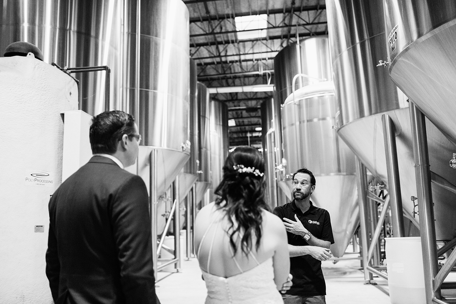 Guided tour at San Tan Gardens wedding reception by Arizona wedding photographer Juniper and Co Photography.