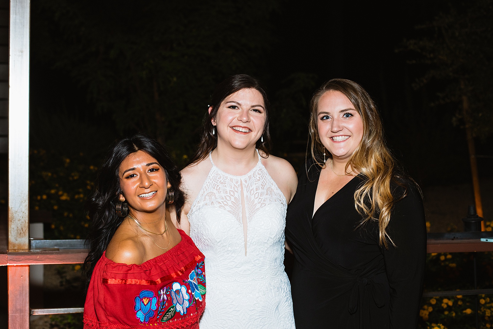 Bride with guests at San Tan Gardens wedding reception by San Tan wedding photographer Juniper and Co Photography