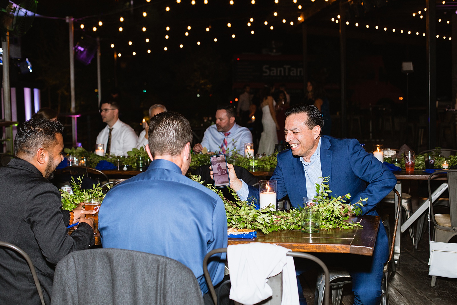 Guests together at San Tan Gardens wedding reception by San Tan wedding photographer Juniper and Co Photography