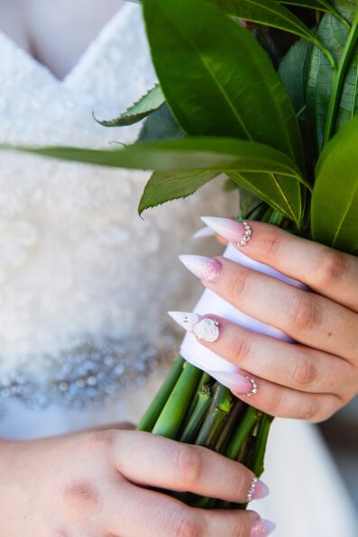 Brides's wedding day details of nails by Juniper and Co Photography.