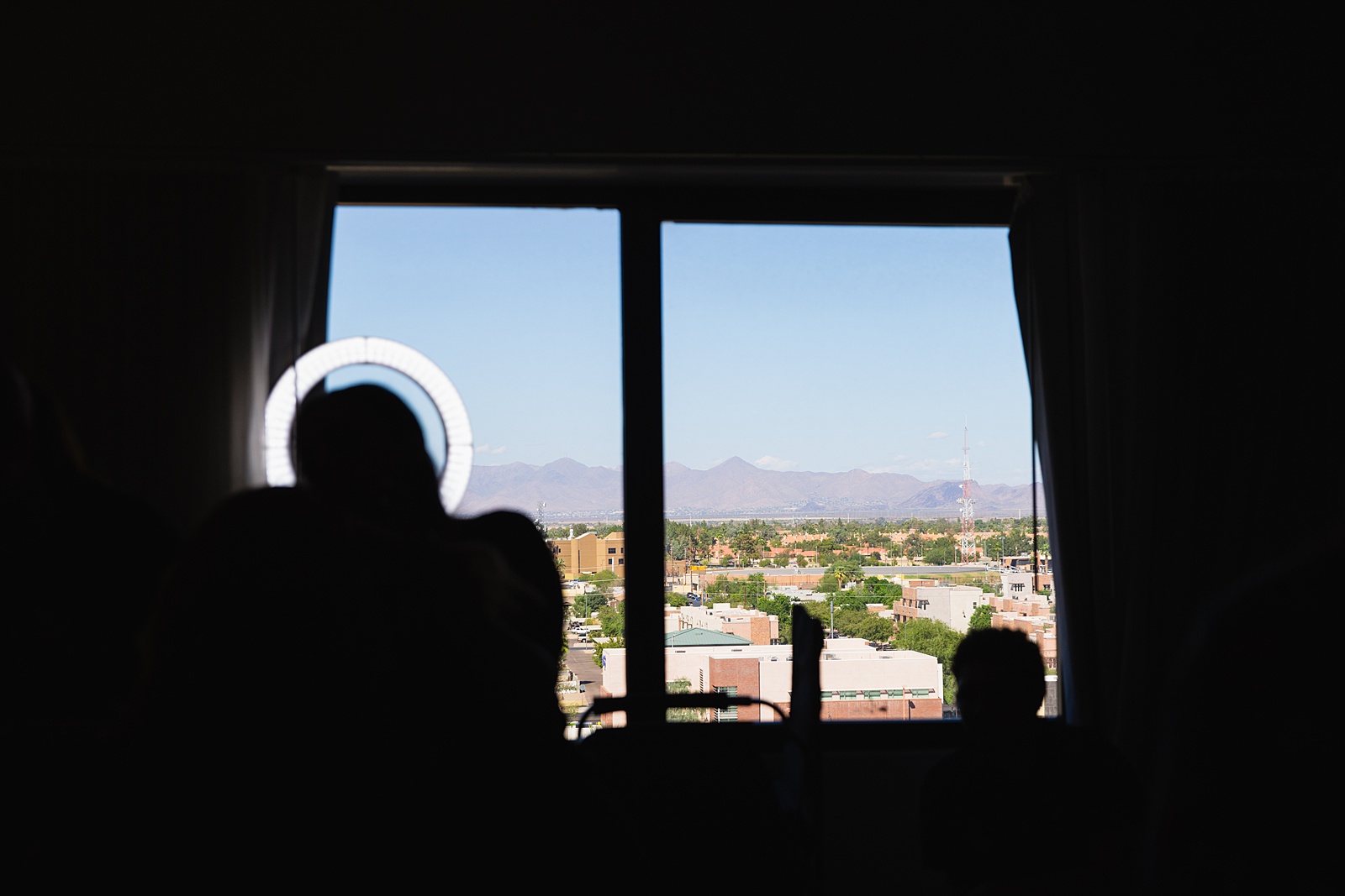 View from the bride's getting ready room for wedding by Phoenix wedding photographers Juniper and Co Photography