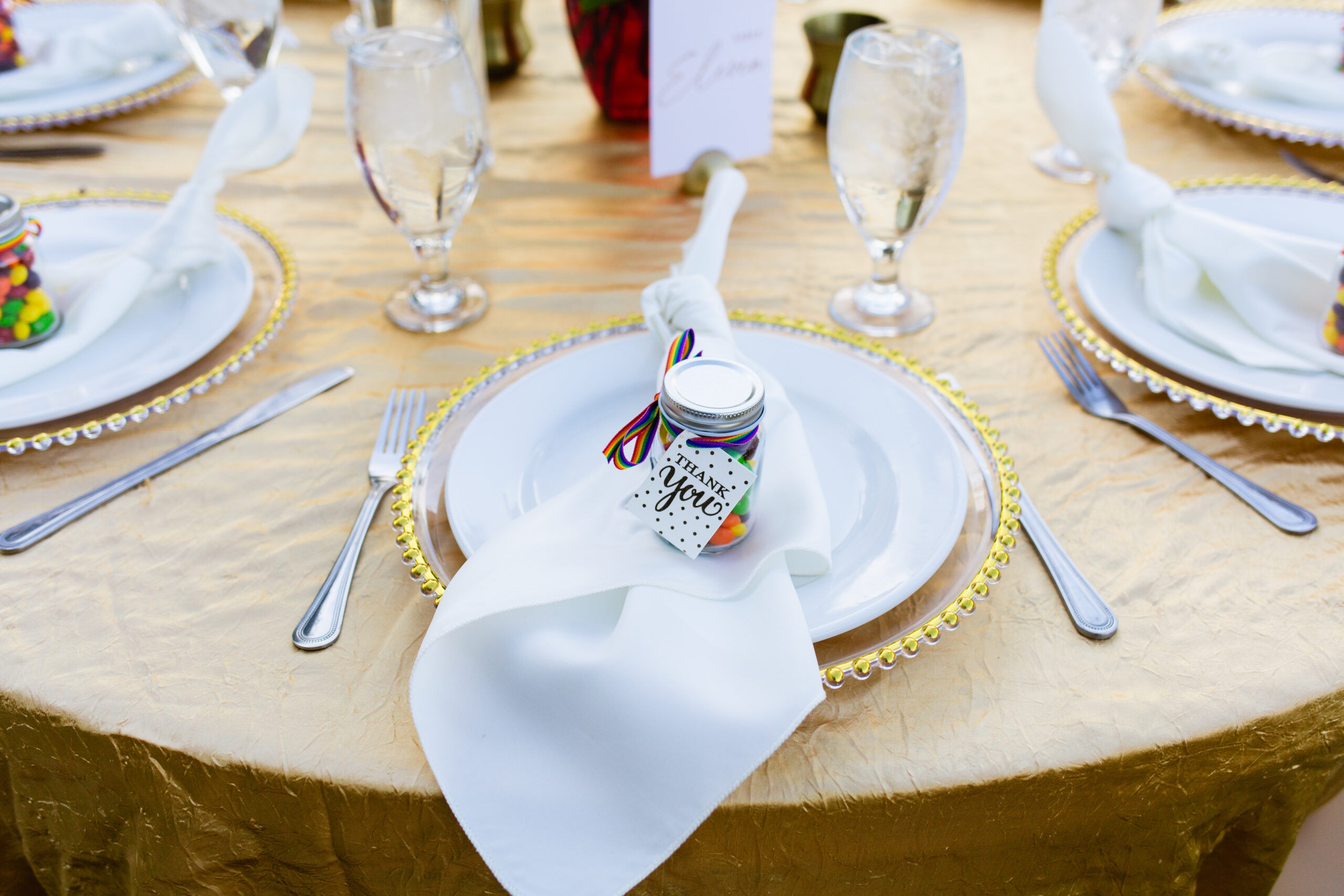 Rainbow skittles wedding favors by Arizona wedding photographer Juniper and Co Photography.