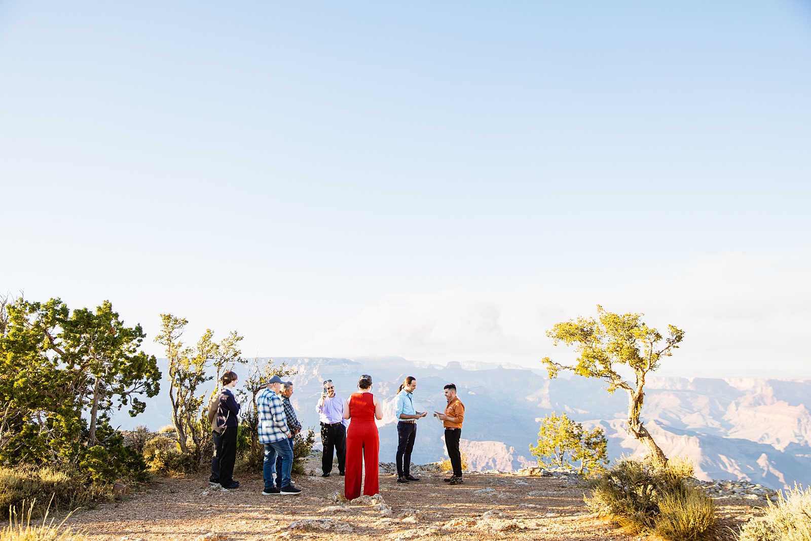 Wedding ceremony at Grand Canyon by Arizona elopement photographer Juniper and Co Photography.