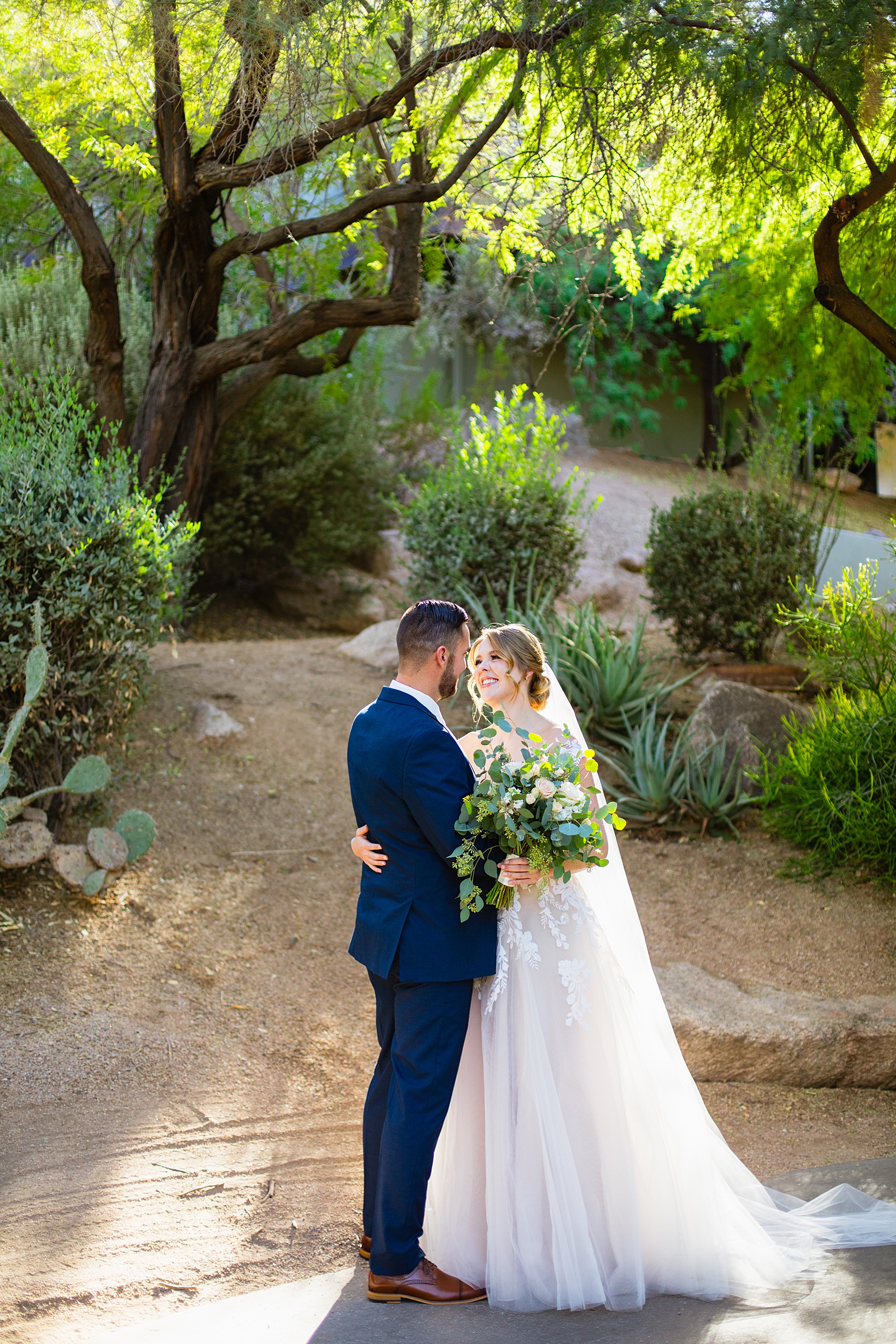 Bride & Groom's first look at Sanctuary by Phoenix wedding photographer Juniper and Co Photography.
